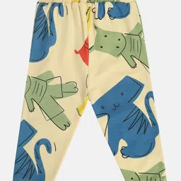 MINI KLUB Cotton Animals Printed Pant - Yellow image 3