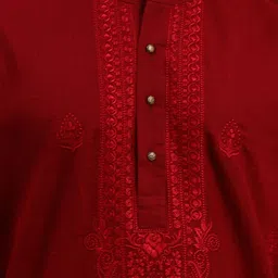 House of Pataudi Embroidered Pure Cotton Kurta With Trouser image 5