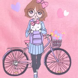 Babyhug Full Sleeves Tee with Graphics & Frill Detailing - Pink image 3