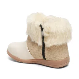 Tiny Bugs Fur Detailed Zip Up Boots - Beige image 4