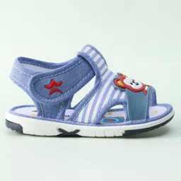 Cute Walk by Babyhug Musical Sandals With Velcro Closure & Teddy Applique - Blue image 4