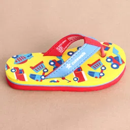 Cute Walk by Babyhug Vehicle Print Slip On Flip Flops - Yellow image 4
