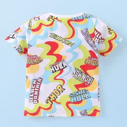 Babyhug Marvel Single Jersey Knit Half Sleeves Night Suit with Avengers Print - Multicolor image 5