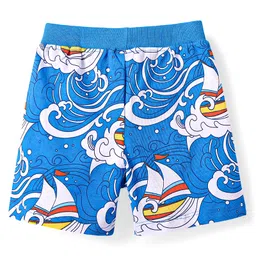 Babyhug Cotton Knit Mid Thigh Length Shorts with Nautical Theme Print Pack of 2 - Yellow & Blue image 5