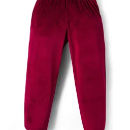 Babyhug Velour Woven Full Sleeves Winter Wear Suit Set With Cute Text Squined with Kangaroo Pocket - Maroon image 5