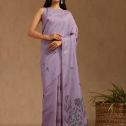 Soch Lavender Chanderi Woven Design Saree With Stitched Blouse image 1