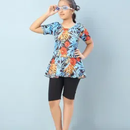 Aarika Girls Turquoise Printed Swimsuit-picture-32