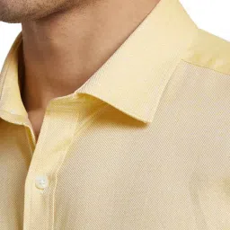 Park Avenue Yellow Slim Fit Self Pattern Shirt image 5