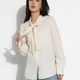 showoffff Showoff Beige Cotton Regular Fit Top image 1