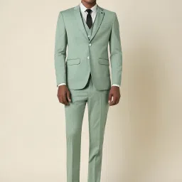 allen solly Men Green Slim Fit Solid Party Three Piece Suit image 1