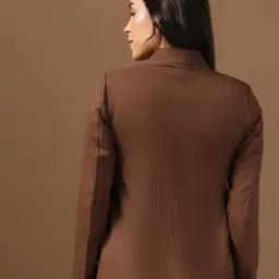 TAHVO Brown Polyviscose Solid Full Sleeves Blazers image 2