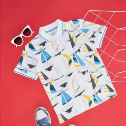 Pantaloons Junior Kids Bright White Cotton Regular Fit Polo T-shirt image 1