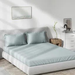 DDecor Blue 180 TC King Bedsheet with 2 Pillow Covers image 1