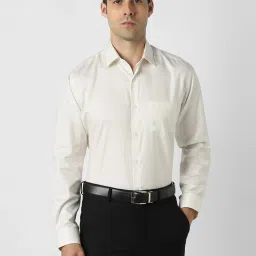 Van Heusen White Cotton Regular Fit Texture Shirt image 1