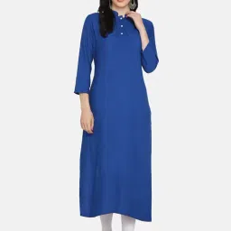 Saanjh Blue Straight Kurta-picture-12