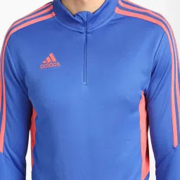 Adidas Blue Slim Fit Striped Sports Jacket image 5