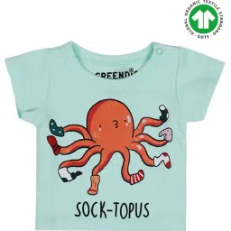 Greendigo Kids Blue Printed T-Shirt-image-0