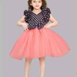 Pink Chick Kids Peach Digital Print Dress image 1