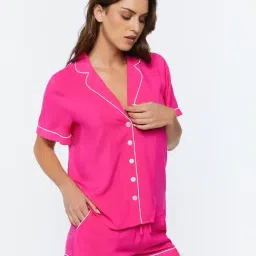 Forever 21 Pink Regular Fit Shirt With Shorts-image-23