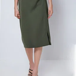 Cover Story Olive Below Knee Skirt image 1