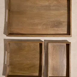 Westside Home Brown Oak Nesting Tray (Set of 3) image 1