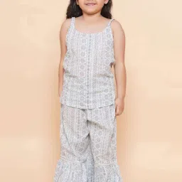 AJ Dezines Kids Grey Cotton Printed Kurta Set image 5