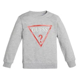 Guess Kids Light Heather Grey Triangle Logo Regular Fit Sweatshirt image 1