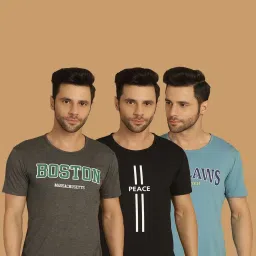 Vimal Jonney Multicolor Regular Fit Printed Crew T-Shirt - Pack of 3 image 1