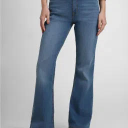 Forever 21 Blue Cotton Flared Fit Mid rise Jeans image 1