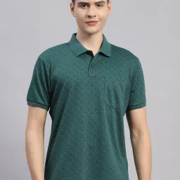 Monte Carlo Green Regular Fit Printed Polo T-Shirt image 1
