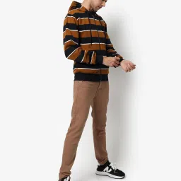 Campus Sutra Multi Cotton Regular Fit Striped Hooded Sweatshirt image 5