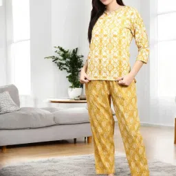 Kryptic Mustard & Brown Cotton Relaxed Fit Printed Lounge Pants - Pack of 2 image 1