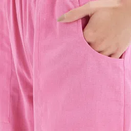 Kazo Pink Relaxed Fit High Rise Trousers image 5