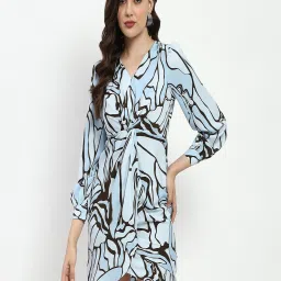 MADAME Blue & Black Printed Wrap Dress image 1