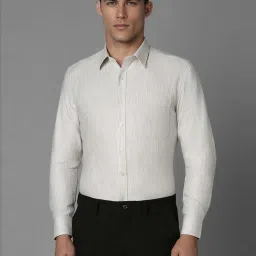 Louis Philippe Grey Cotton Slim Fit Texture Shirt image 1