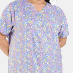 Zivame Blue Floral Print Night Dress image 5