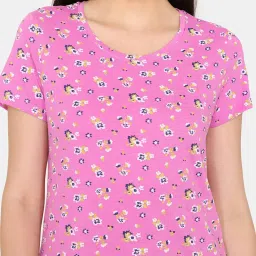 Rosaline by Zivame Pink Cotton Printed Top image 5