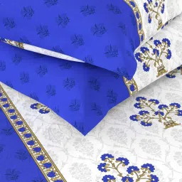 Bianca SERINA Floral Indigo 144 TC Cotton Double Bedsheet with 2 Pillow Covers image 5