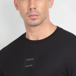 Arrow New York Black Cotton Regular Fit Printed T-Shirt image 5