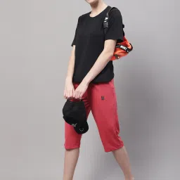 Vimal Jonney Pink & Grey Melange Mid Rise Capris - Pack of 2 image 5