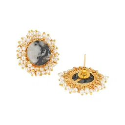 Teejh Roop Grey Druzy Stone Stud Earrings image 5