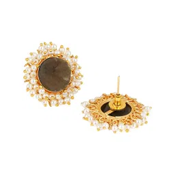 Teejh Roop Matte Black Druzy Stone Stud Earrings image 5