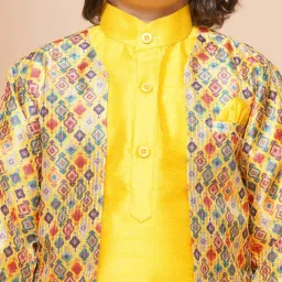 AJ Dezines Kids Yellow Printed Full Sleeves Kurta Set image 5