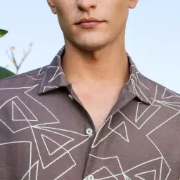 Thomas Scott Brown Regular Fit Embroidered Shirt image 5