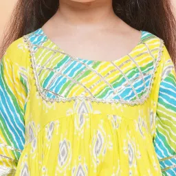 AJ Dezines Kids Blue & Yellow Cotton Printed Kurta Set image 5