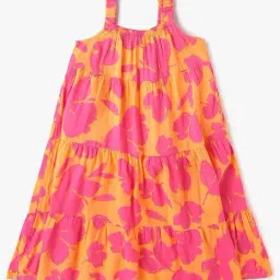 GAP Girls Orange Relaxed Fit Floral Sleeveless Dress-image-94