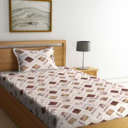Klotthe Brown 400 TC Cotton Single Elastic Bedsheet with Pillow Cover image 1
