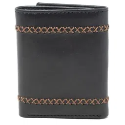 Tohl Black Casual Leather Tri-Fold Wallet for Men image 2