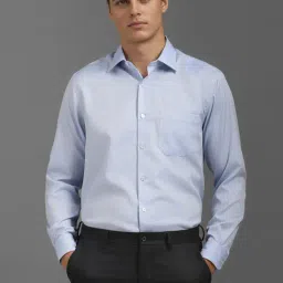 Louis Philippe Blue Cotton Regular Fit Texture Shirt-picture-14