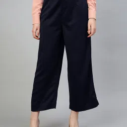 FITHUB Navy Relaxed Fit High Rise Trousers image 1